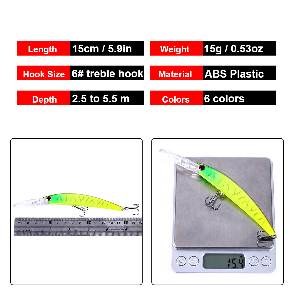 1PCS 15cm 15g  Deep Diving Jer - Fishing Lure Jerkbait 评论和价格