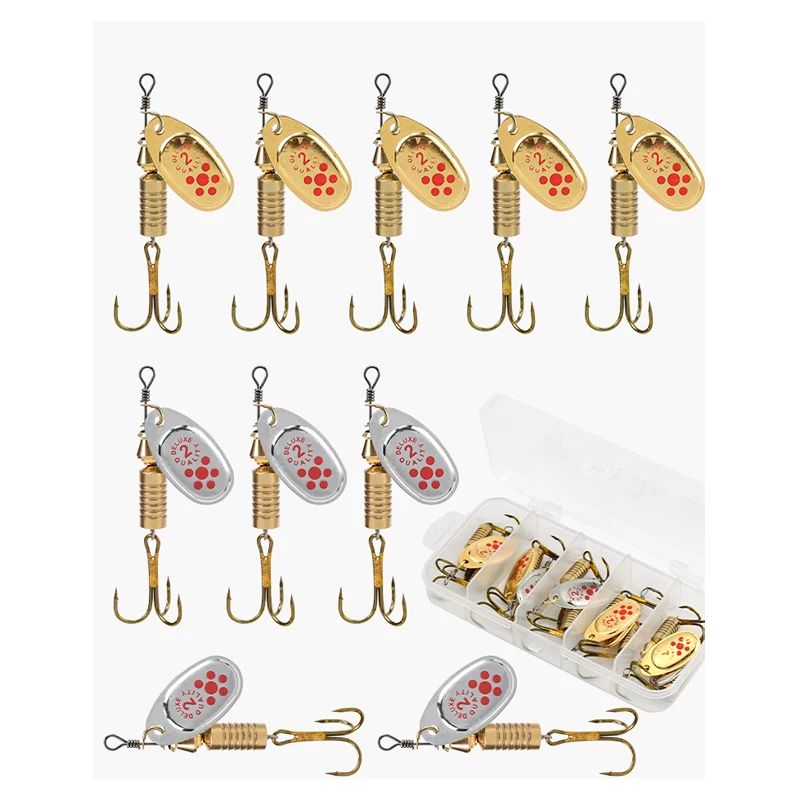 JSFUN 10pcs Spinner Lure Set w - Fishing Lure Blade Bait 评论和价格