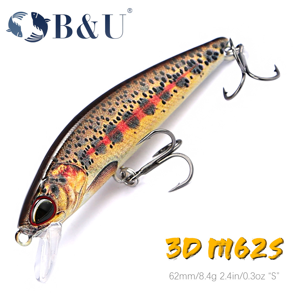 B&U 62mm 8.4g Sinking Minnow W - Fishing Lure Jerkbait 评论和价格