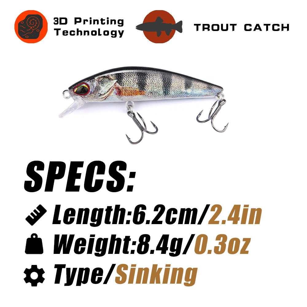 B&U 62mm 8.4g Sinking Minnow W - Fishing Lure Jerkbait 评论和价格